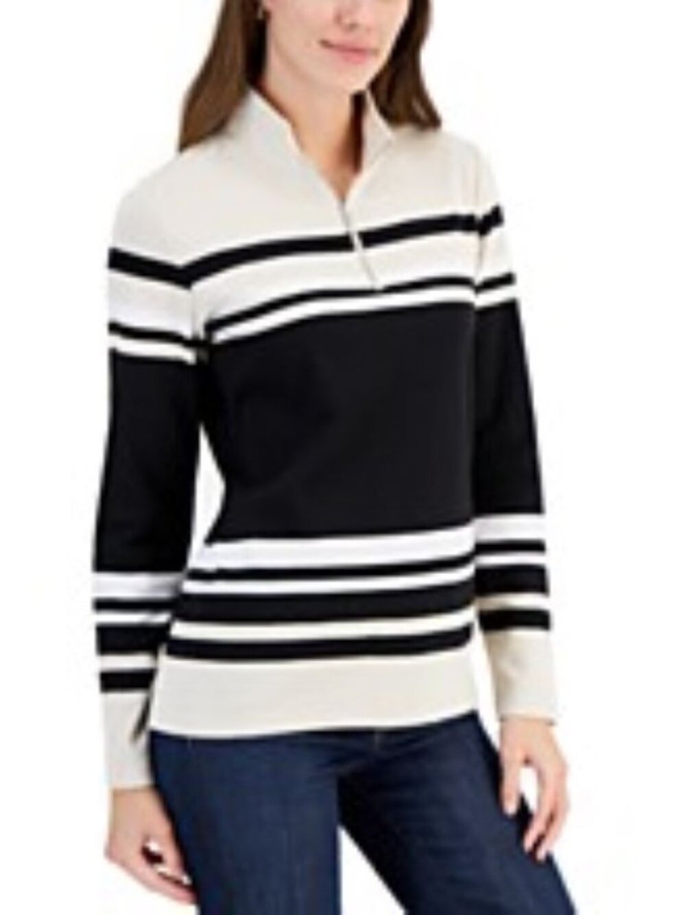 Karen Scott Women's 1/4-Zip Long Sleeved Pullover Top - New With Tags - Size L